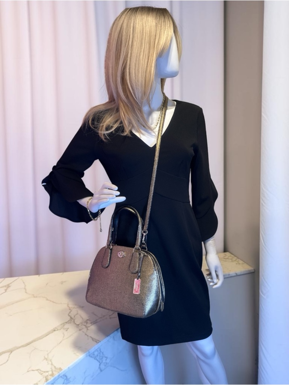 COACH Mini Prince St Metallic Gold Crossbody Like New - Picture 17 of 17